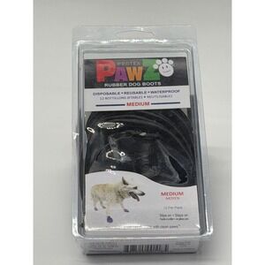 PawZ‎ Rubber Dog Boots Medium Black Waterproof Disposable Reusable 12 Pack NEW